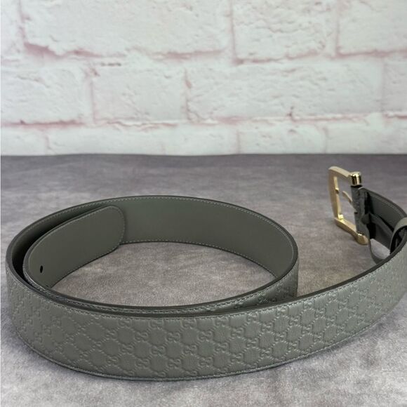 Gucci Microguccissima Embossed Gray Leather Belt 281548 100/40 - Picture 7 of 12